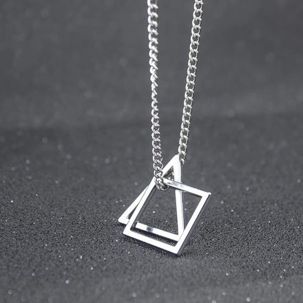 Trendy Geometric Triangle Necklaces Hip Hop Men's Cool Bounce Sweater Chain Simple Quadrilateral Pendant Necklace for Women
