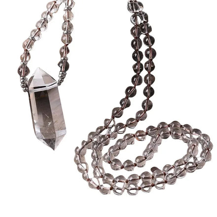 Clear Crystal Qyartz Mala Necklace for Women Yoga Jewelry Healing Chakra Gifts