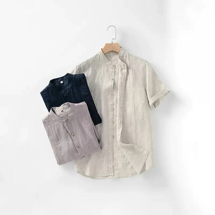 Men's Summer Vintage Style Linen Shirts Casual Daily Wear Oversized Short Sleeve Button Breathable Quick Dry Woven Eco-Friendly