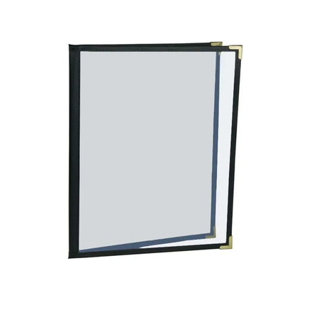 Menu-Covers 8.5 X 11 Inch Restaurant - 2 Pack Menu Holder 2 Page 4 Views Premium Faux Leather Transparent for Cafe Book Folder