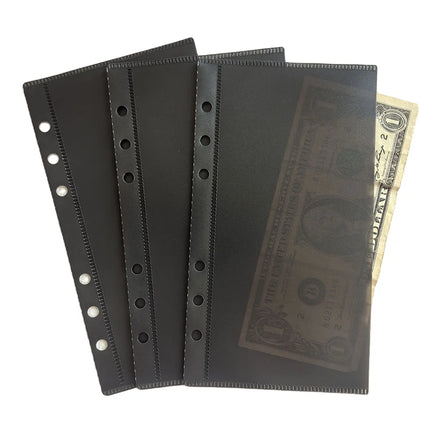 Hot Selling Durable Custom Black Pink A5 A6 A7 Refillable Pages No-Zipper Budget Money Binder Pocket A6 Clear PP Cash Envelope