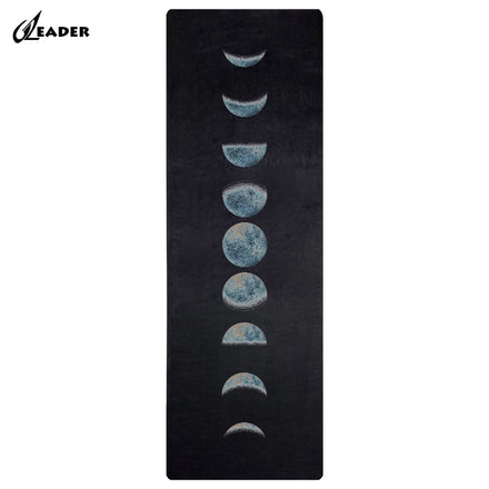Customizable Eco-Friendly Suede Yoga Mat Printed Moon Phase Design