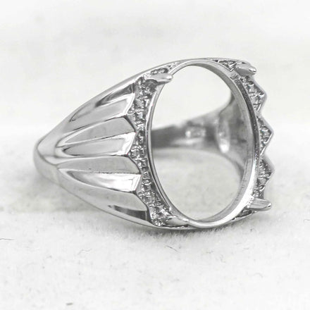 Sterling Silver 12*15mm Semi Mount Men's Ring Frame Empty Blank Claw Setting S925 Base Holder Without Center Stone for DIY Inlay