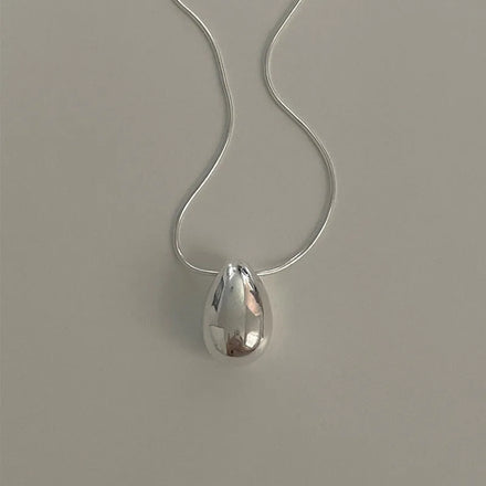 Fashion Snake Chain 925 Sterling Silver Tear-Drop Glossy Pendant Necklace for Women Fine Jewelry