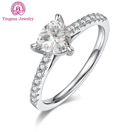 Fashion Jewelry Real Mossanite Ring Pass Diamond test 1 Ct 6.5 mm Trillion Cut 925 Silver Moissanite Wedding Band Women Rings