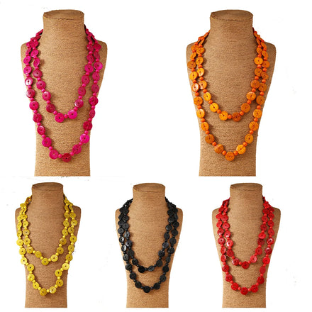 Bohemian Ethnic Vintage Coconut Shell Sweater Chain Long Necklace Wholesale Necklace for Women