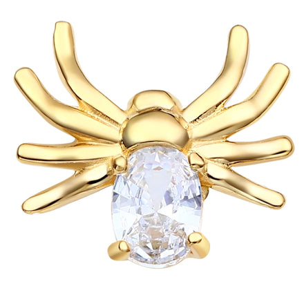 Eternal Metal 14K Solid Gold Oval Shaped CZ Opal Paved Spider Ear Nose Piercing Navel Lip Jewelry Internally Threaded Ends Tops