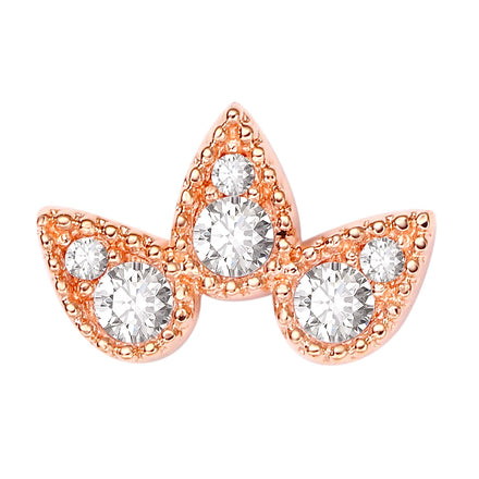 Eternal Metal 14K Solid Rose Gold 5A CZ Paved Fan Belly&Ear Piercing Nose&Lip Jewelry Threadless Push in Ends Tops