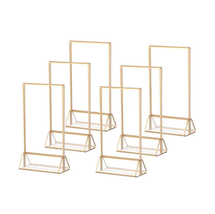 Customized Size A4 A5 A6 Display Stand Menu Stand Card Display Acrylic Sign Holder with Gold Edge Wedding Table Numbers Holders