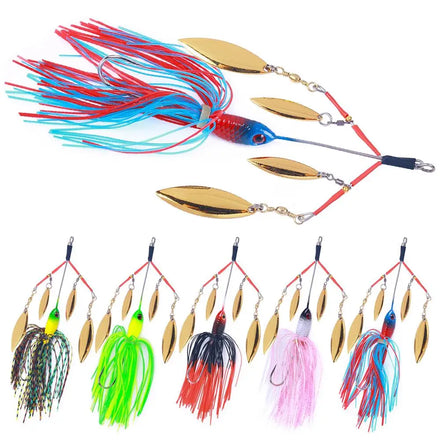 Spinner Lure 22.8g Buzz Bait Spinner Baits with 4 Blades Skirt Tail Spinnerbait for Bass