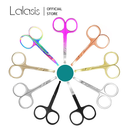 Lalasis Professional Makeup Tool Stainless Steel Safety Blunt Scissor Round and Straight Tip Nose Hair Scissor