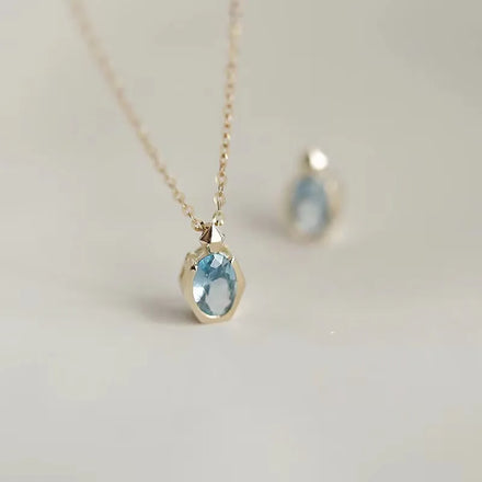 925 Sterling Silver Blue Gemstone Necklace Fine Jewelry with Crystal Perfume Bottle for Wedding Anniversary & Gift Occasions