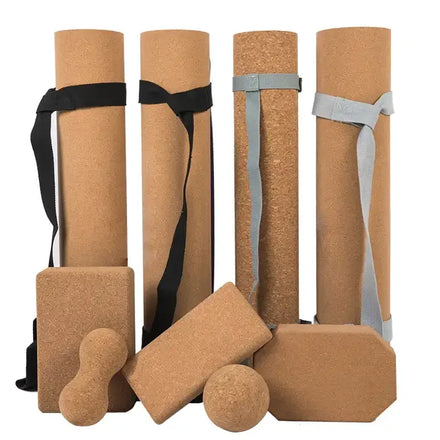 Natural Rubber Yoga Mat with Cork Surface Non-Slip for Home Workout Gym Training Portable Lightweight Exercise Gear