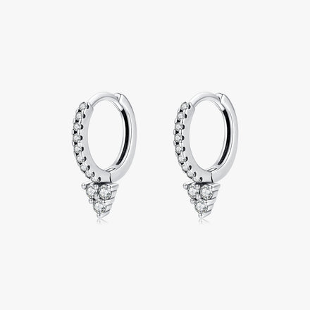 Vintage 925 Sterling Silver Geometric Clear CZ Ear Buckles Simple Style Fashion Hoop Earrings for Women Fine Jewelry Gift