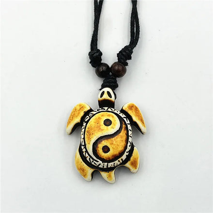 Wholesale Multi-type Handmade Carved Sea Turtle Pendant Necklace Men Skull Tai Chi Yin Yang Feng Shui Protection Amulet Necklace