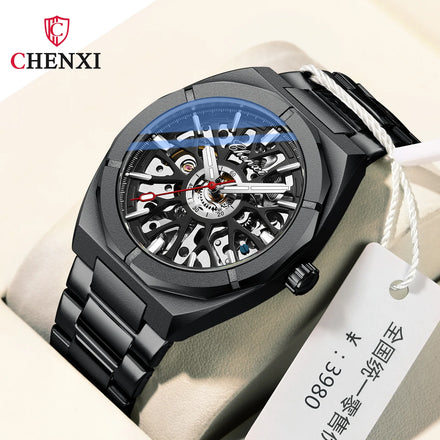 CHENXI New Hollow Through the Bottom of Automatic Mechanical Watch Men's Luminous Waterproof Cross-border Foreign Trade Manufa