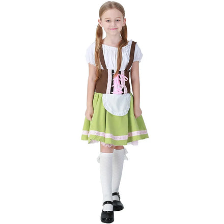 Kids Girls Oktoberfest Fancy Dress Heidi German Children Beer Maid Costume Bavarian Dirndl Dress