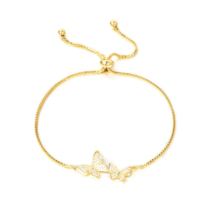 Adjustable Zircon Crystal Pave Butterfly Bracelets