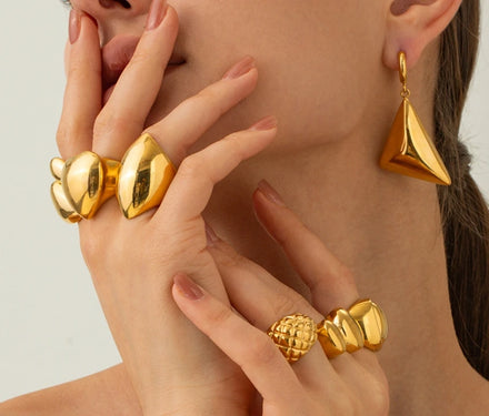 Wholesale Fashion Jewelry Gold Plated Stainless Steel Jewelry Rings for Women Stainless Steel
