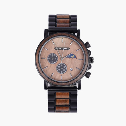 Wholesale Men's Luxury Wood Watch Stainless Steel Band Antique Fashion Pointer Dial Display Wrist Watch From Shenzhen Company