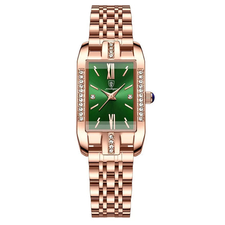 POEDAGAR 365 Square Women Watch Top Brand Luxury Ladies Girl Wristwatch Gold Stainless Steel Bracelet Classic Female Clock Gift