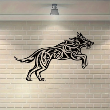 Viking Wolf Metal Wall Art Decor WJD10 Norse Mythology Iron Wall Hanging Modern Nordic Animal Sign for Home Office