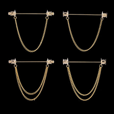 2024 Low Price Fashion Brooch Tassel Chain Shirt Collar Pin bar for Men Shirt