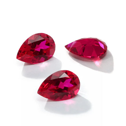 Bright Deep Red 4*6mm-11*15mm 0.5-8ct Pear Cut Lab Grown Blood Red Ruby Stone