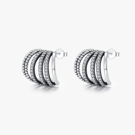 925 Sterling Silver Delicate Geometric Stud Earrings for Women Shining Zircon Female Earrings Fine Jewelry Wedding Gift