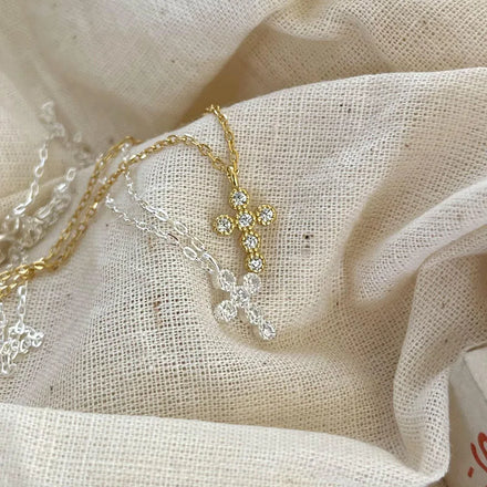 Factory Wholesale 925 Sterling Silver CZ Zircon Cross Shape Pendant Necklace for Women Wedding Jewelry
