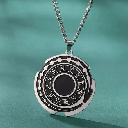 Mythology Symbol Ouroboros Snake Necklace 12 Constellations Symbol Rune Norse Amulet Stainless Steel Jewelry