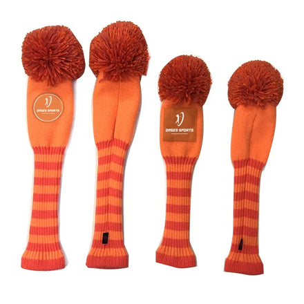 Factory Direct Wholesale Stripe Pom Pom Knitted Wool Golf Club Head Covers