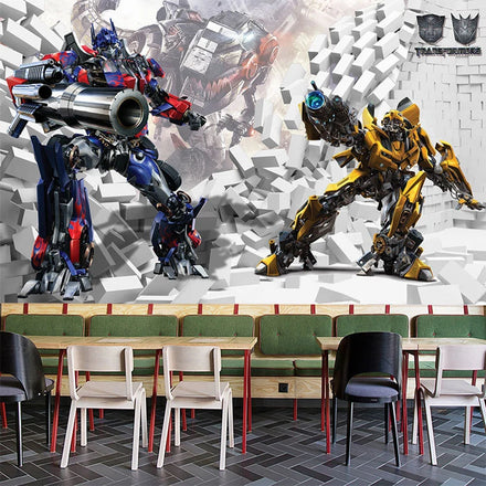 Personalized Transformers Wallpaper 3D Floral European Optimus Prime Bumblebee Background for Children's Playground Room Wall