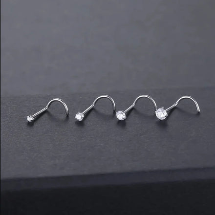 Ins Style ASTM F136 Titanium Piercings Jewelry Zircon Nose Ring Nostril Piercing 5 Shape Nose Stud