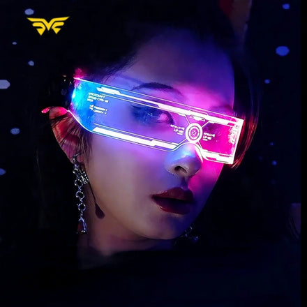 High Technology Cyberpunk Led Visor Rave Glasses Light up Glasses Multi Color LED Flashing Glasses for Party