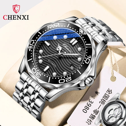 CHENXI Mechanical Watch Men's Automatic Calendar Luminous Waterproof Real Belt Fashion High-end Business Men