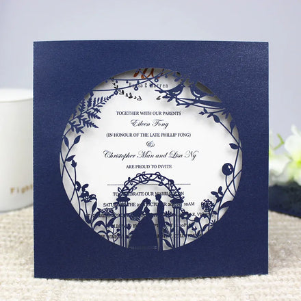 Ychon Customized Hollowed Out Beautiful Wedding Invitations Engagement Wedding Invitation Cards with Envelopes