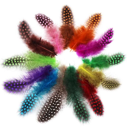 Wholesale Dyed Multi-Color 5-10cm Dotted Pearl Pheasant Feather Chicken Guinea Fowl for Jewelry Crafts Clothing Accessories