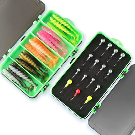 63pcs 298g Fishing Lure Set Swimbait Durable Fishing Lures Set Double Sided Box Lead Hook Soft Bait Set Freshwater Saltwater
