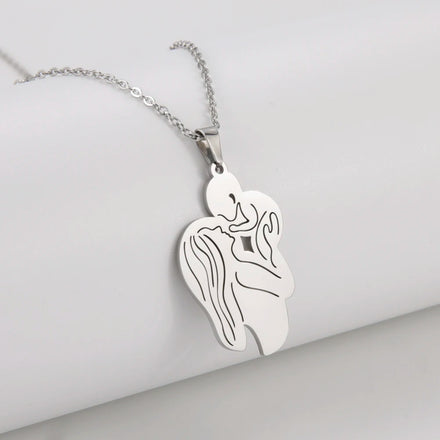 Mom and Baby Pendant Necklace Stainless Steel Necklaces Chains Choker Thanksgiving Day Jewelry Mother's Day Gift for Women