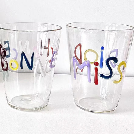 2pcs DIY Transparent 400ml Hand Blown Glass Tumbler Cups-Large Capacity Dishwasher Microwave Safe for Drinking Juice Water Iced