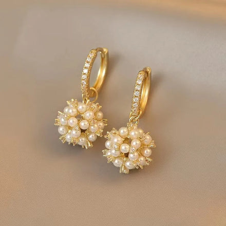 Hot Sale Bling Rhinestone Geometric Pendant Earrings Jewelry Exquisite Pearl Drop Earrings Female