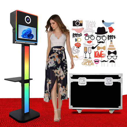 High Angle Photo Booth Shell With 15.6 Inch Touch Screen Camera DSLR Photobooth Machine Compatible Printer for Wedding Selfie