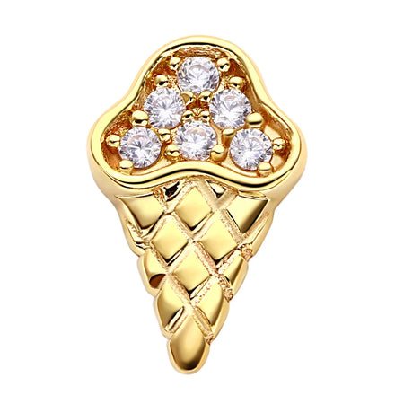 Eternal Metal 14K Solid Gold 5A CZ Paved Ice Cream Ear&Nose Piercing Navel&Tragus Jewelry Internally Threaded Ends Tops