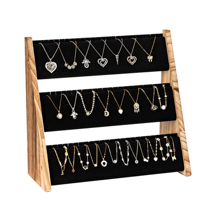 Packaging Vendor Booth Display Stand Set Tray Necklace Prop Wood Luxury Necklace Display Stand Rack