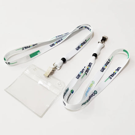 Polyester Certificate Card Holder with Beaded Lanyard White Sublimation Custom Printed Promotional ID Badge Holders
