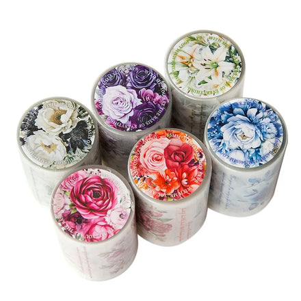 1 Roll PET Long Loop Tape Waterproof Single Sided Masking Flower Will Bloom Road Series Matte Floral Handbook Material Stickers