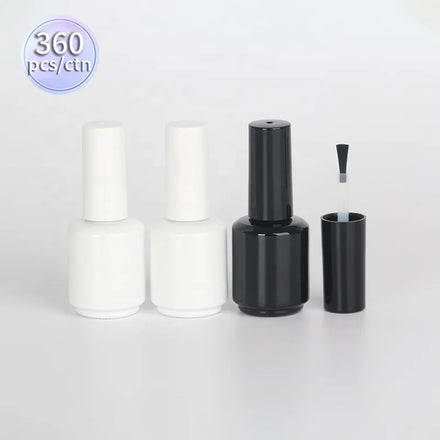 Matte Black 15ml round UV Gel Packaging Empty Nail Polish Glass Bottles with Brush 15ml Nail Polish Oil Storage Containers