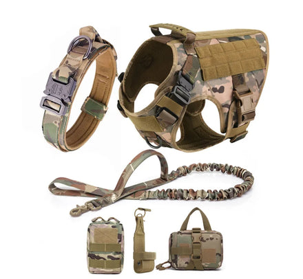 Tactical Adjustable Large Dog Harness Vest with Quick Release Lace Decoration Durable Nylon Hunting Coat