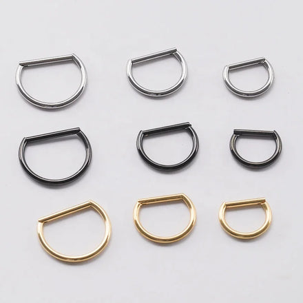 G23 Titanium D Shape Plain Ring Hinged Segment Clicker Cartilage Body Piercing Earring Hoop Nose Hoop